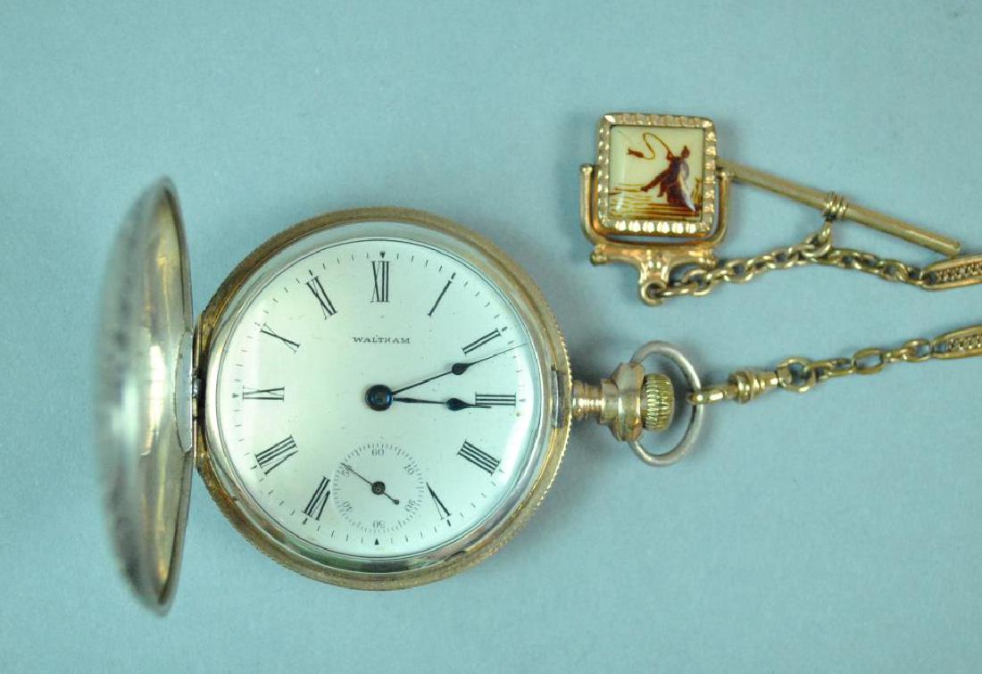 STERLING & GOLD WALTHAM HUNTER CASE POCKET WATCH (1 of 5)