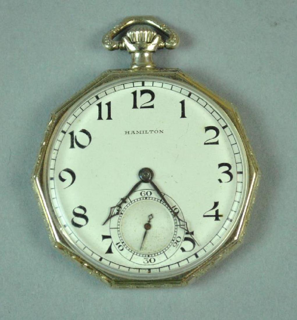 HAMILTON 14K OPEN FACE POCKET WATCH (1 of 3)