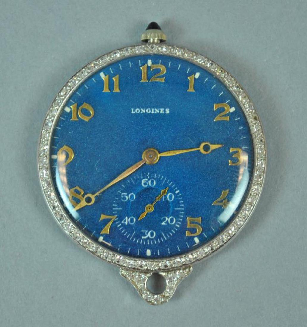 LONGINES PLATINUM & DIAMOND DECO PENDANT WATCH (1 of 4)