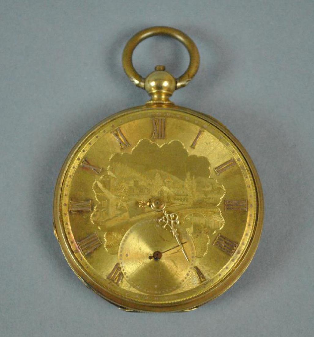 18K GENEVA SWISS KEY WIND POCKET WATCH (1 of 4)