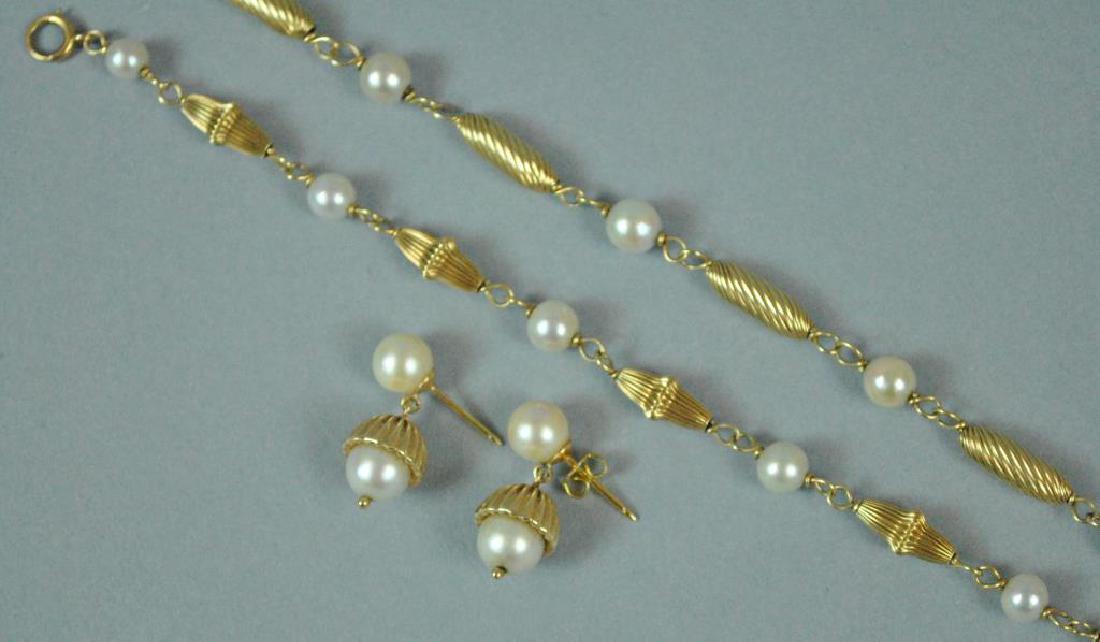 (3) PIECE GOLD & PEARL JEWELRY GROUP (1 of 3)