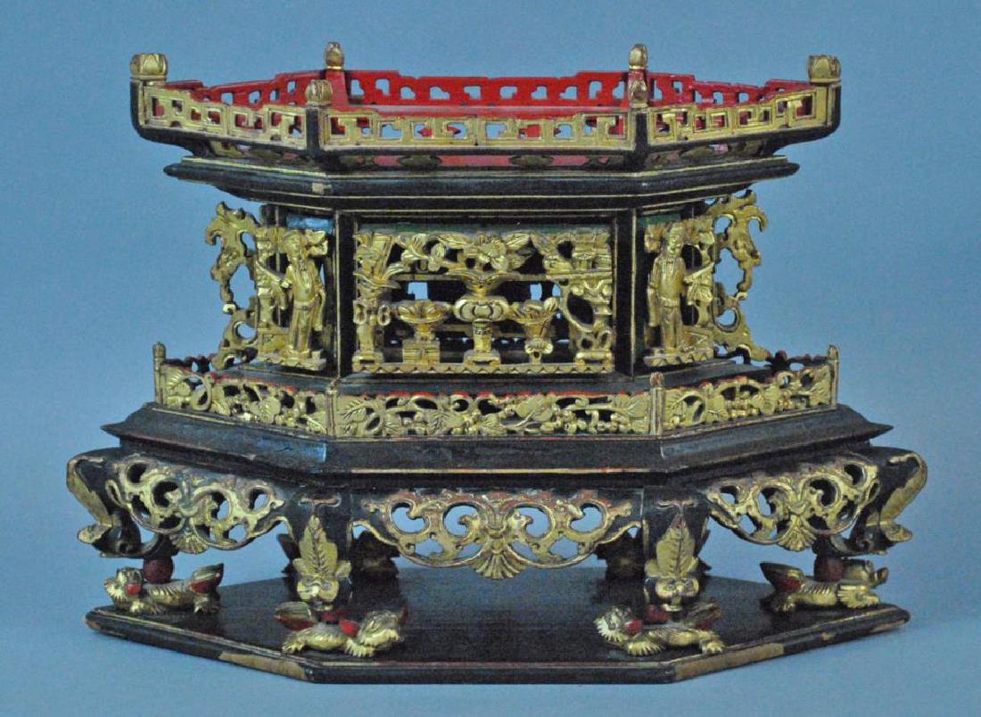 CHINESE CARVED & GILDED ALTAR TEMPLE (1 of 5)