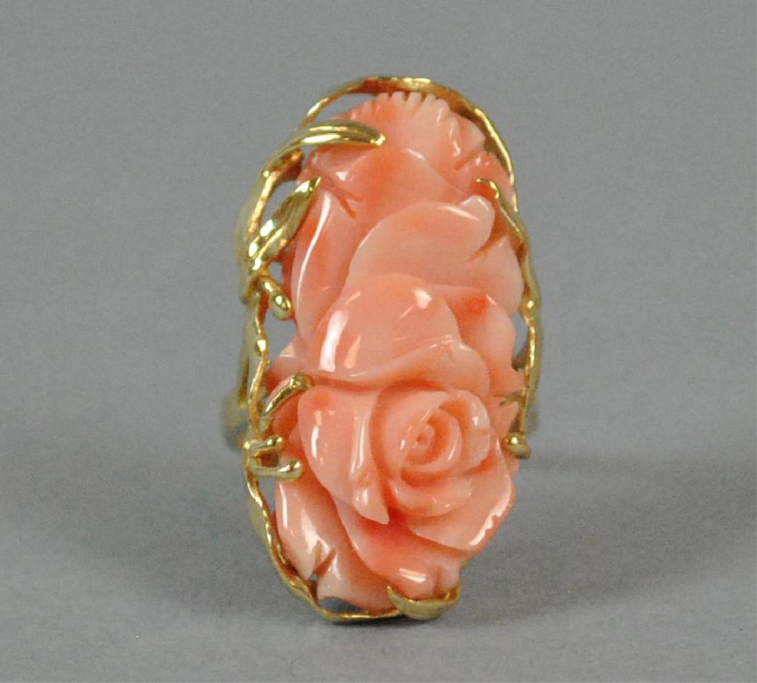 14K CARVED CORAL RING (1 of 5)