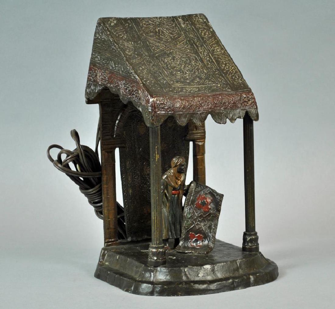 AUSTRIAN COLD PAINTED CAST METAL LAMP (1 of 6)