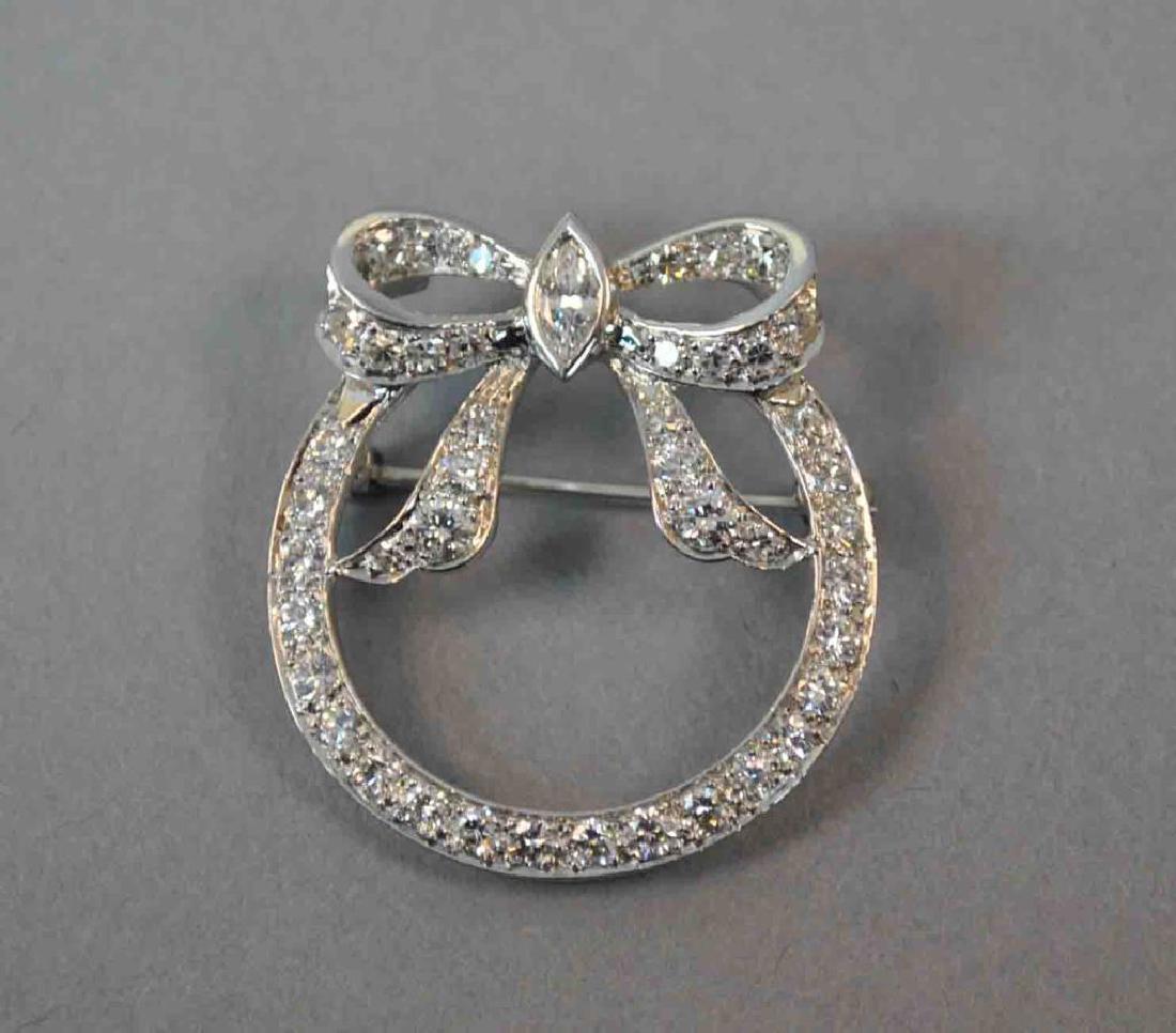 GOLD & DIAMOND BOW PIN, 1.60CTW (1 of 2)