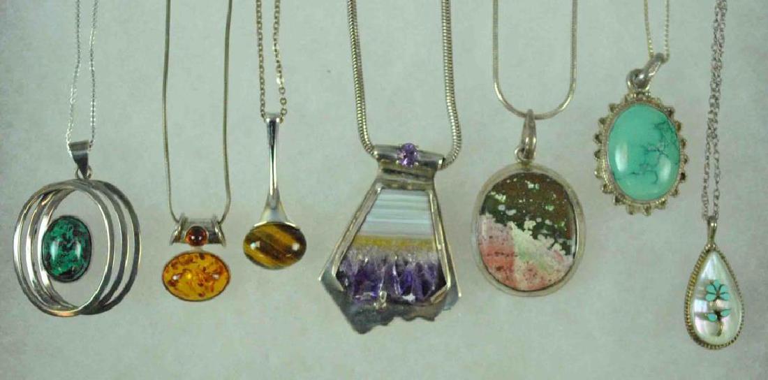 (7) SILVER & GEMSTONE PENDANT NECKLACES (1 of 4)