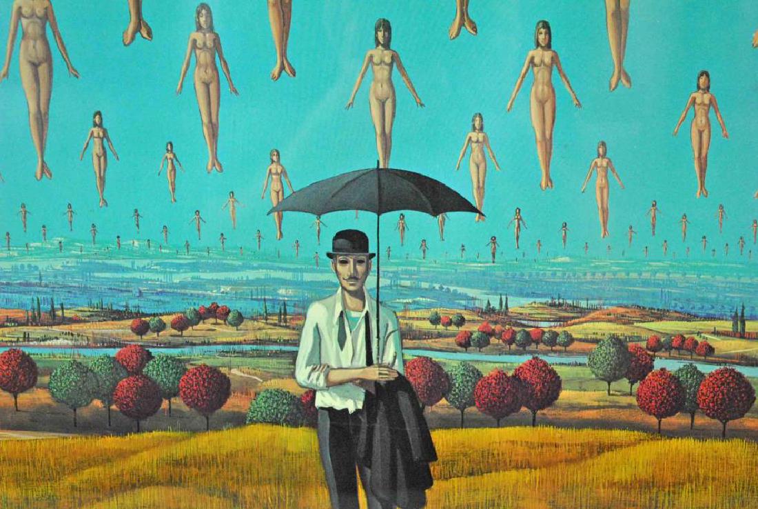 JP SERRIER SIGNED OFFSET PRINT - RAINING NUDES (1 of 4)