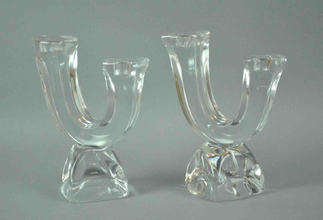 PAIR DAUM CRYSTAL 2-ARM CANDELABRA (1 of 1)