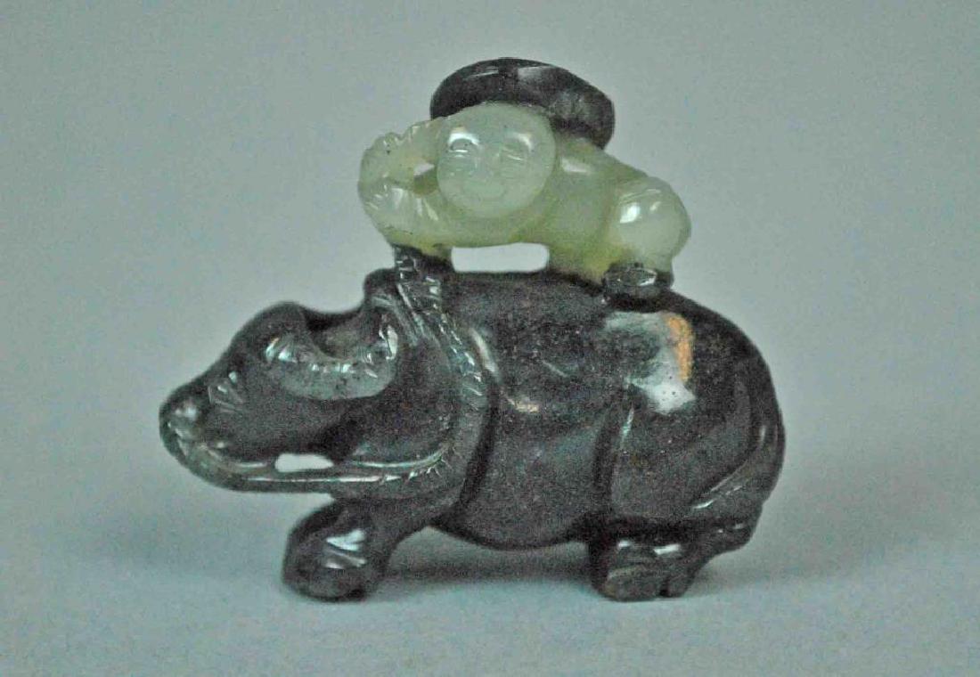 CHINESE JADE CARVING OF A WATER BUFFALO AND BOY (1 of 3)