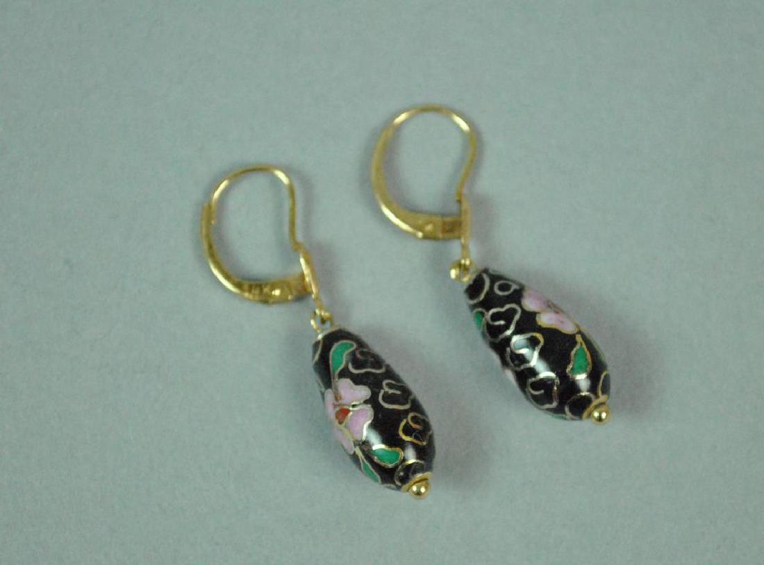 PAIR OF 14K CLOISONNE PENDANT EARRINGS (1 of 1)