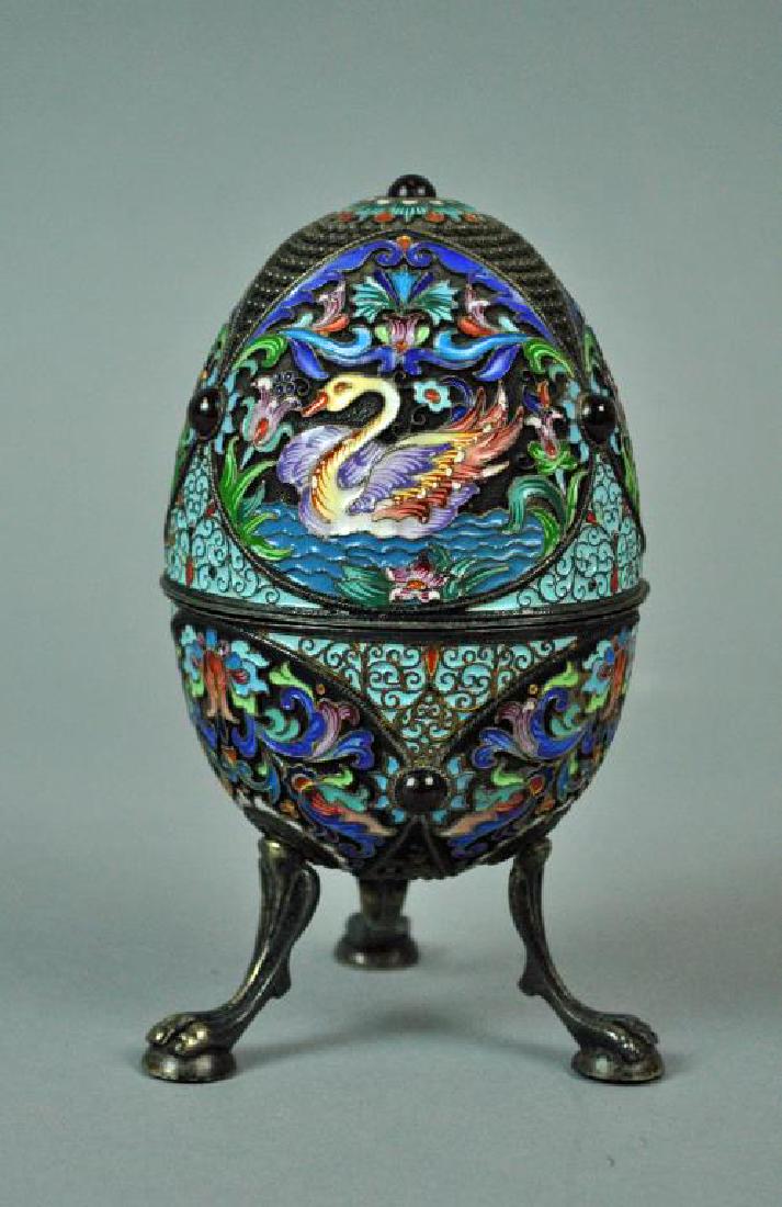 RUSSIAN SILVER & ENAMEL CLOISONNÉ EGG BOX (1 of 5)
