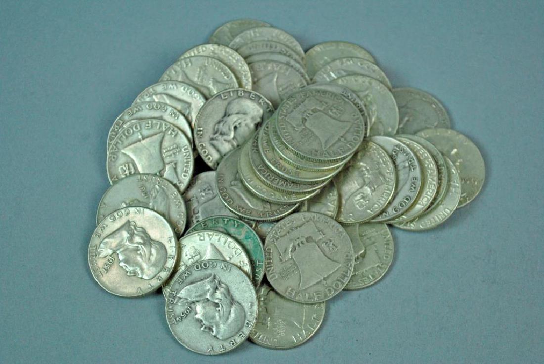(42) US SILVER FRANKLIN HALF DOLLAR COINS (1 of 1)