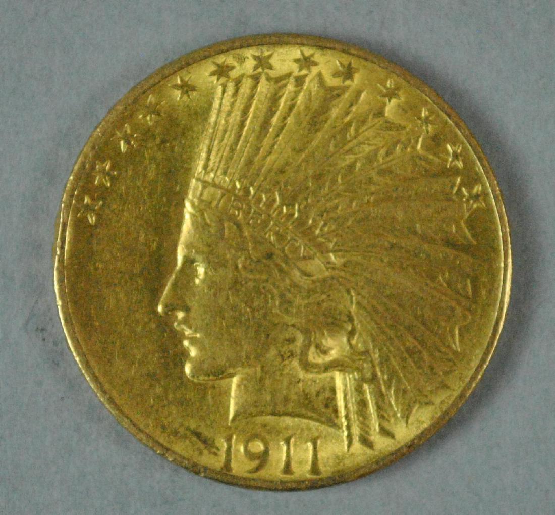 1911 US GOLD INDIAN HEAD EAGLE $10 COIN (1 of 2)