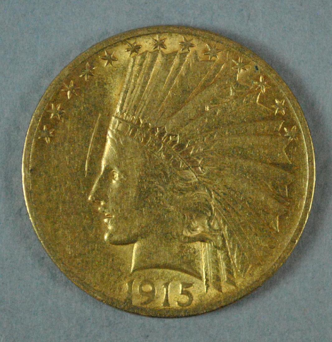 1915 US GOLD INDIAN HEAD EAGLE $10 COIN (1 of 2)