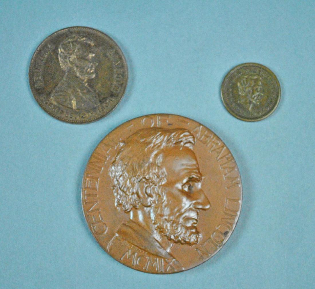 (3) ABRAHAM LINCOLN TOKENS / MEDALS (1 of 8)