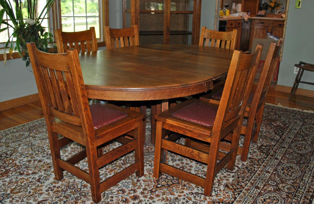(9) PIECE LIMBERT ARTS & CRAFTS OAK DINING SUITE (1 of 11)