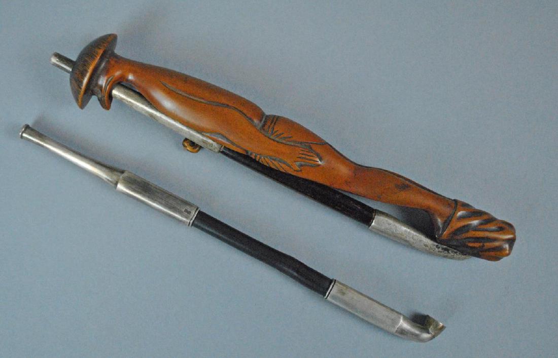 (2)  SILVER & WOOD OPIUM PIPES (1 of 6)