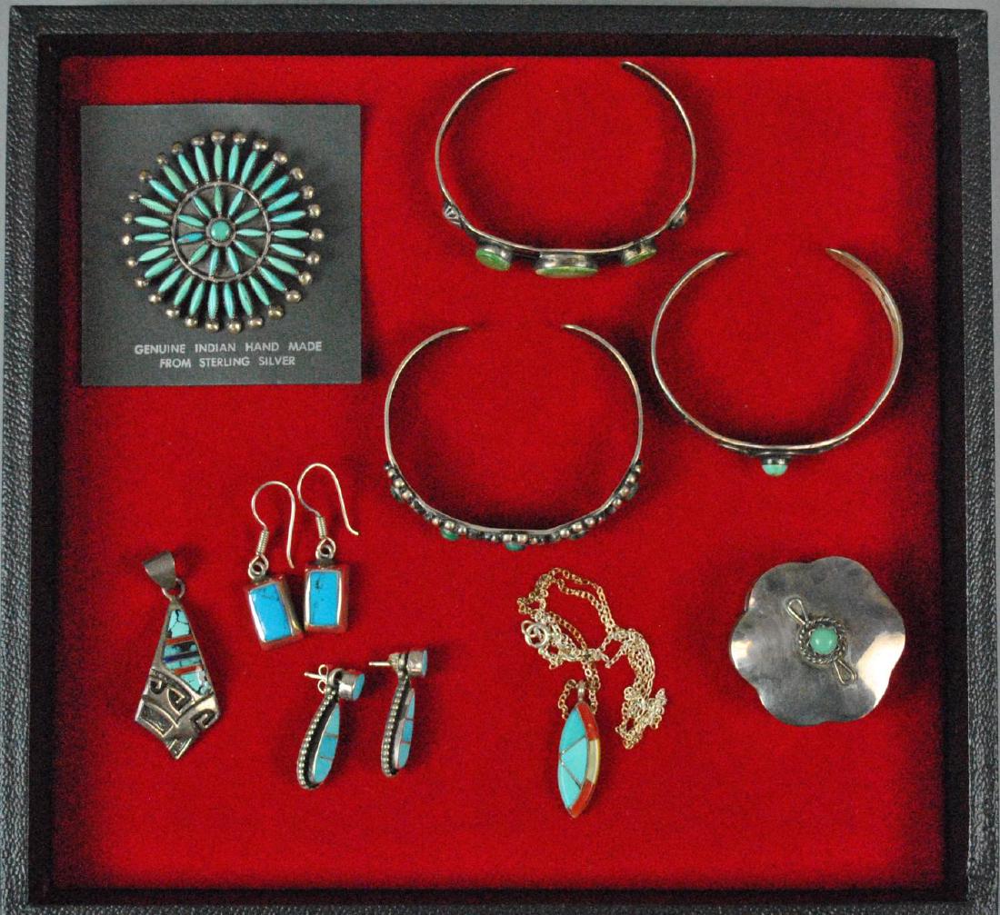 (8) PIECE SOUTHWESTERN TURQUOISE JEWELRY GROUP (1 of 3)