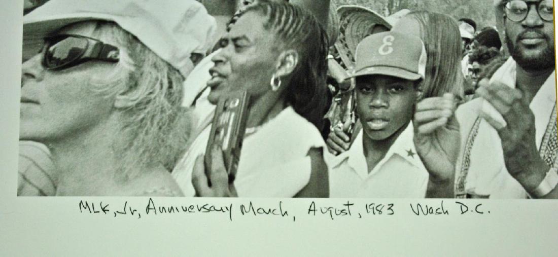 (2) JACK LEVINE HISTORIC PHOTOGRAPHS: (2) JACK LEVINE HISTORIC PHOTOGRAPHS verso inscribed: "Single Photo, p. 22, 100%", both ink signed lower right, overall good condition, each matted (matting with foxing and taping not affecting photos