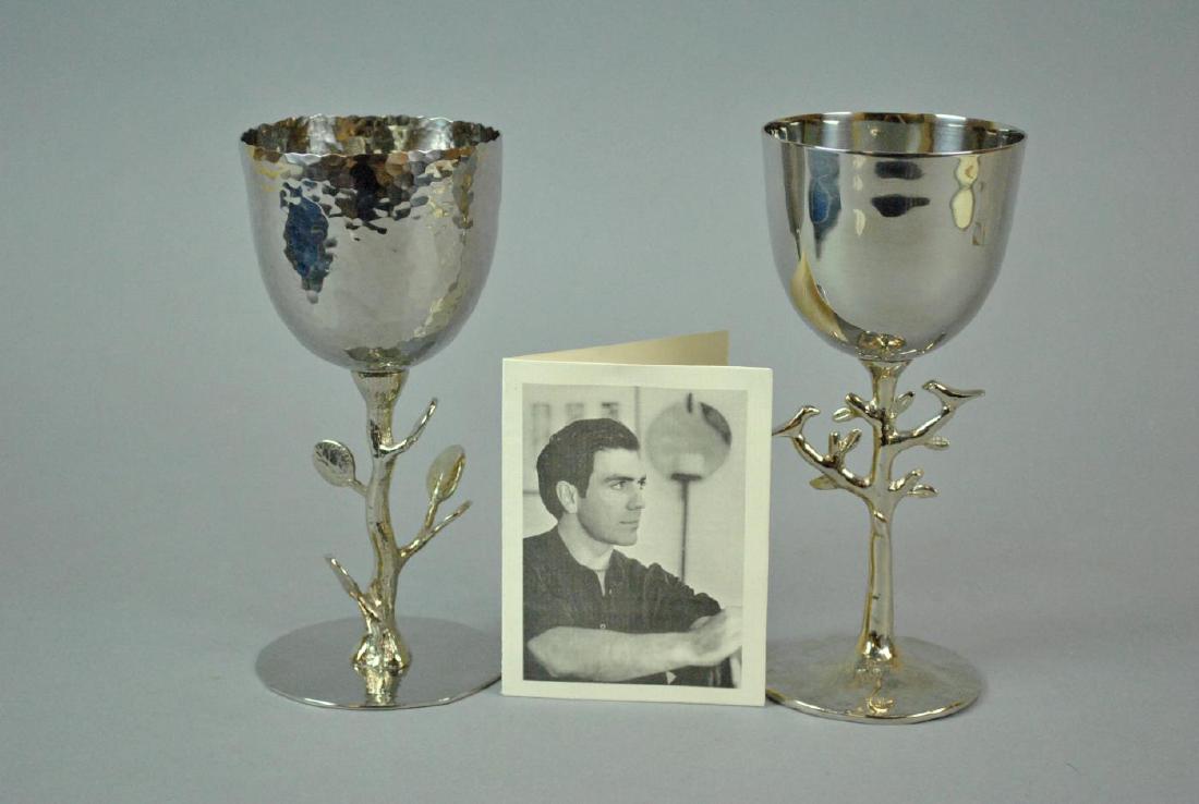 (2) MICHAEL ARAM STAINLESS STEEL KIDDUSH CUPS (1 of 1)