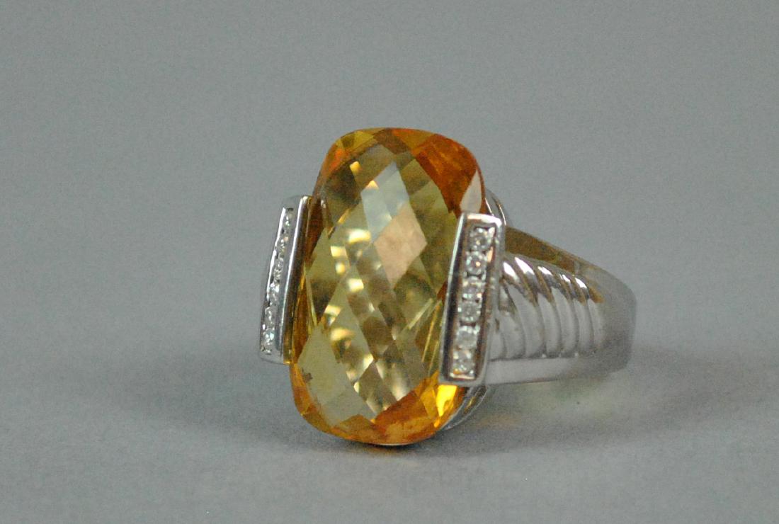 14K GOLDEN BERYL & DIAMOND RING (1 of 4)