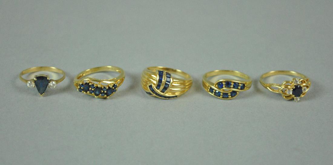 (5) 14K BLUE STONE RINGS (1 of 5)