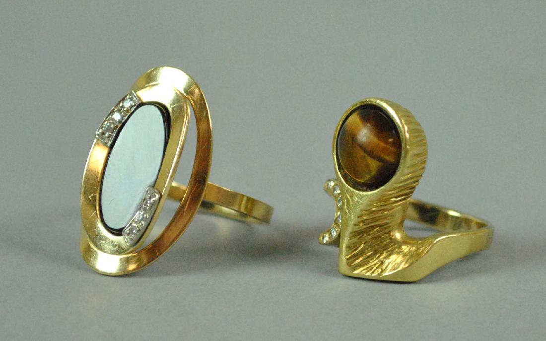 (2) 14K GOLD & GEMSTONE MODERN STYLE RINGS (1 of 4)