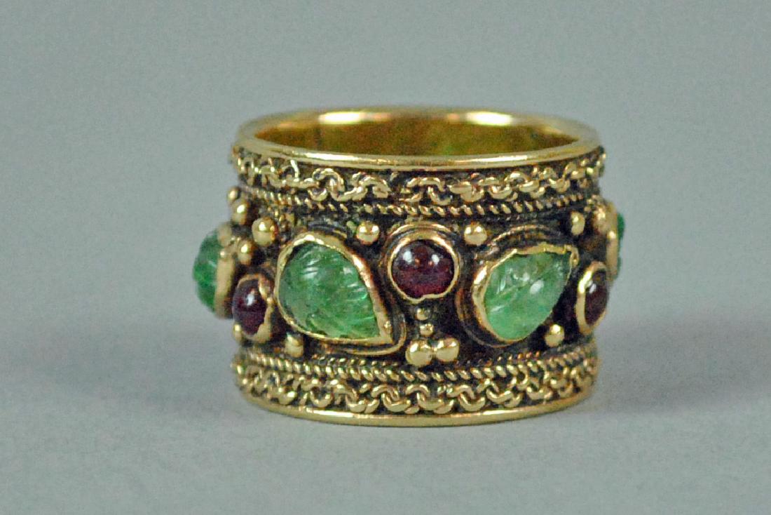 14K EMERALD & RUBY WIDE BAND (1 of 3)