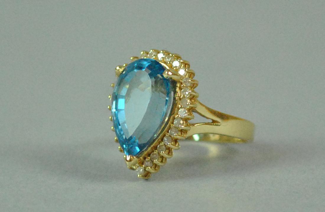 14K BLUE TOPAZ & DIAMOND RING (1 of 4)