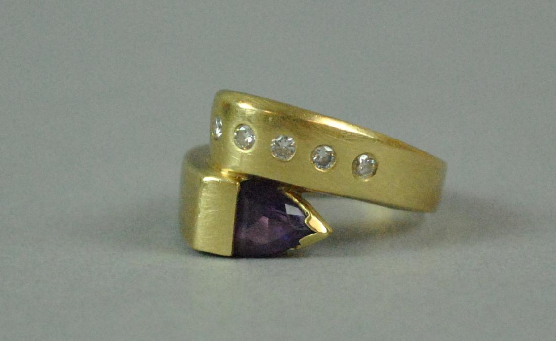 14K AMETHYST & DIAMOND BYPASS RING (1 of 8)
