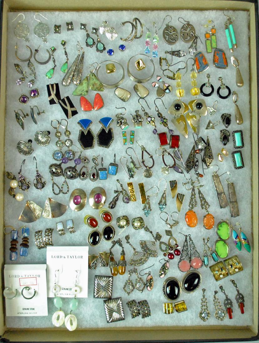 (90+) PAIRS OF STERLING SILVER EARRINGS (1 of 4)