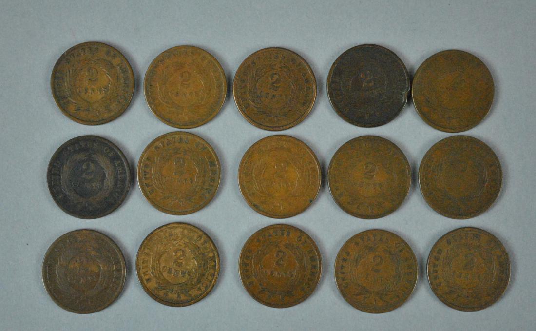 (15) LARGE US 2 CENT COINS (1 of 1)