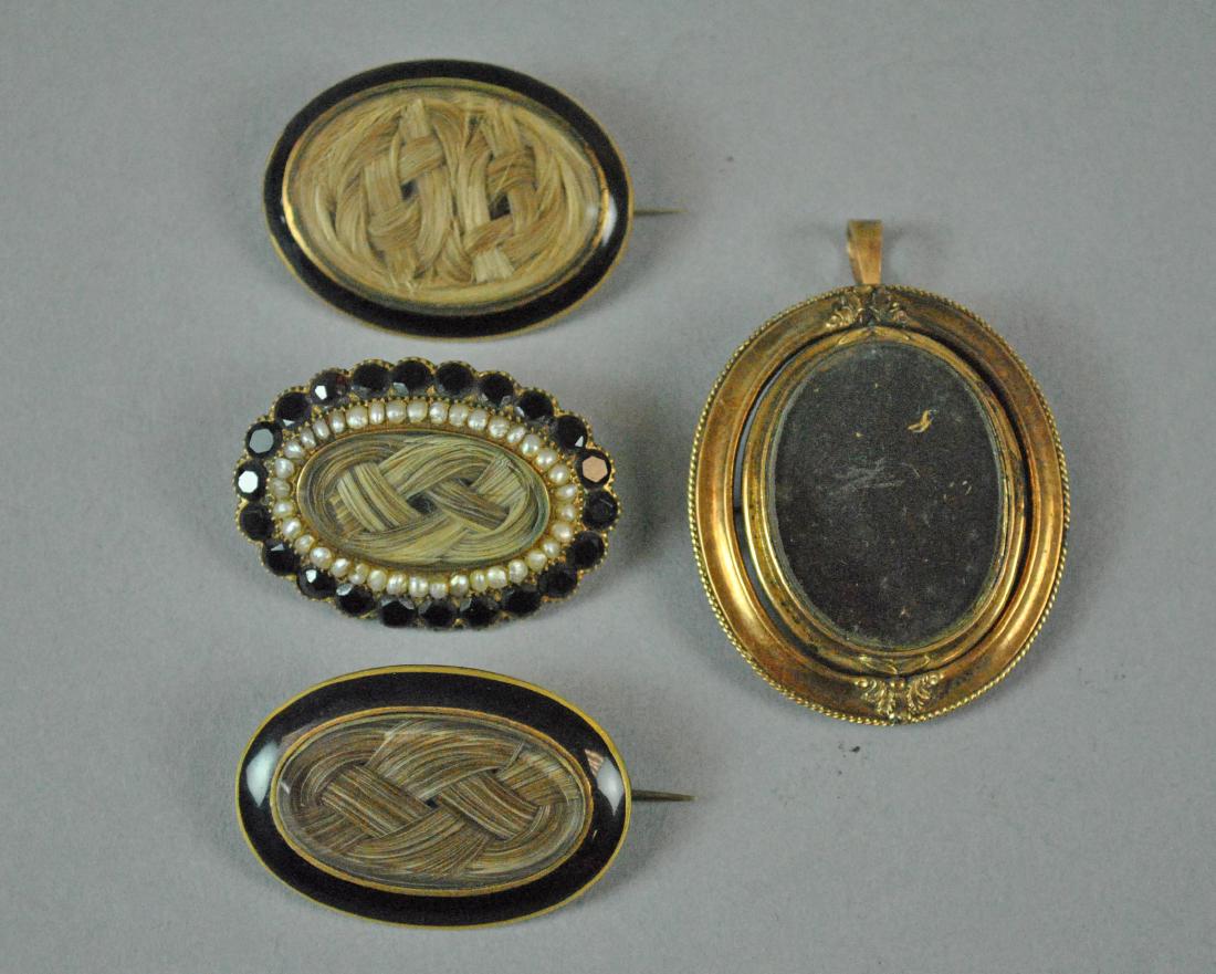 (4) 14K VICTORIAN MOURNING HAIR BROOCHES (1 of 2)