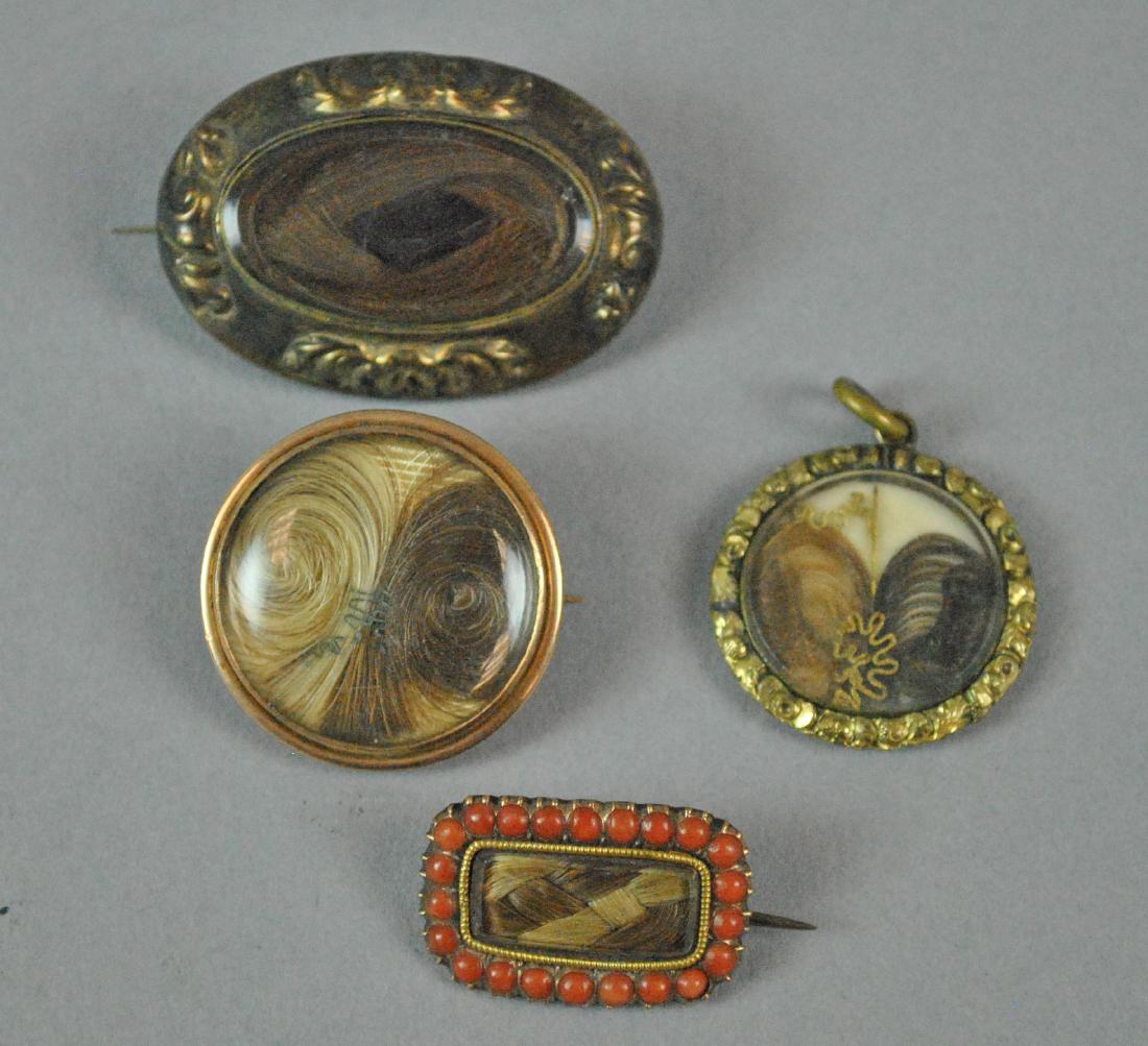 (4) PIECE VICTORIAN MOURNING HAIR JEWELRY (1 of 2)