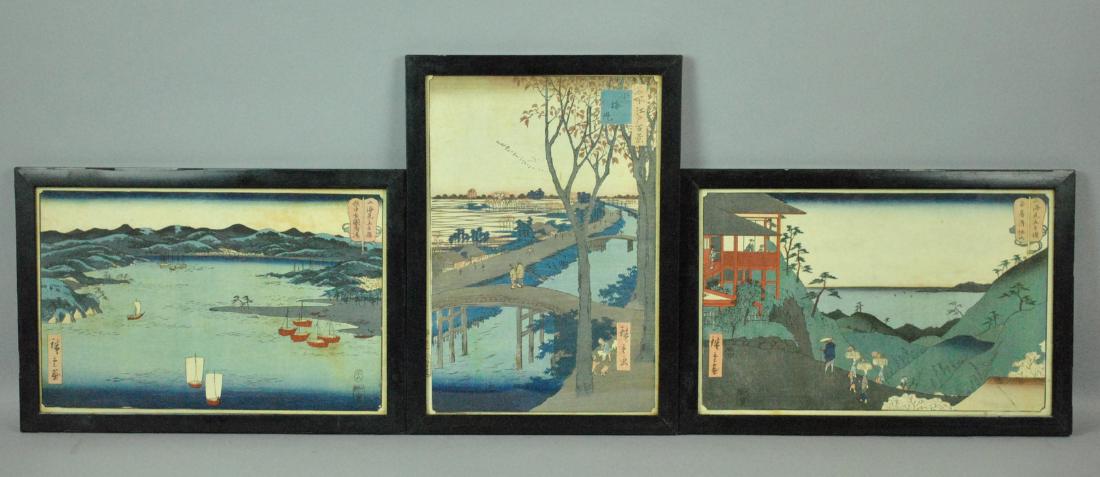 (3) UTAGAWA HIROSHIGE JAPANESE WOODBLOCK PRINTS (1 of 4)