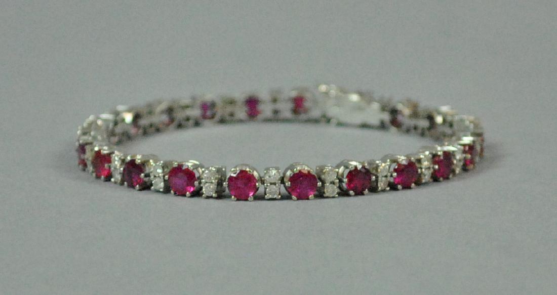 14K RUBY & DIAMOND TENNIS BRACELET (1 of 5)