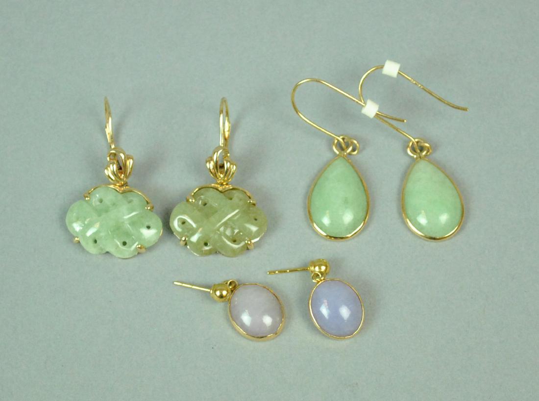 (3) PAIRS 14K JADE PENDANT EARRINGS (1 of 1)