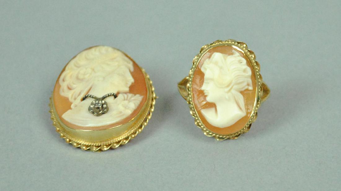 14K CAMEO PIN & RING (1 of 7)