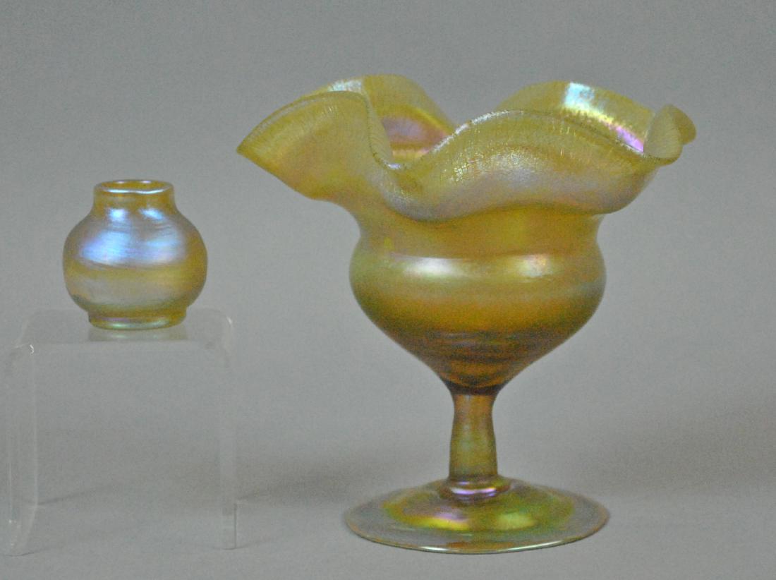 (2) TIFFANY GOLD FAVRILE GLASS VASES (1 of 2)