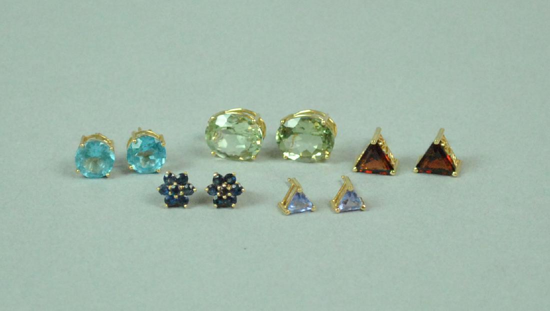 (5) PAIRS 14K GEMSTONE EAR STUDS (1 of 1)