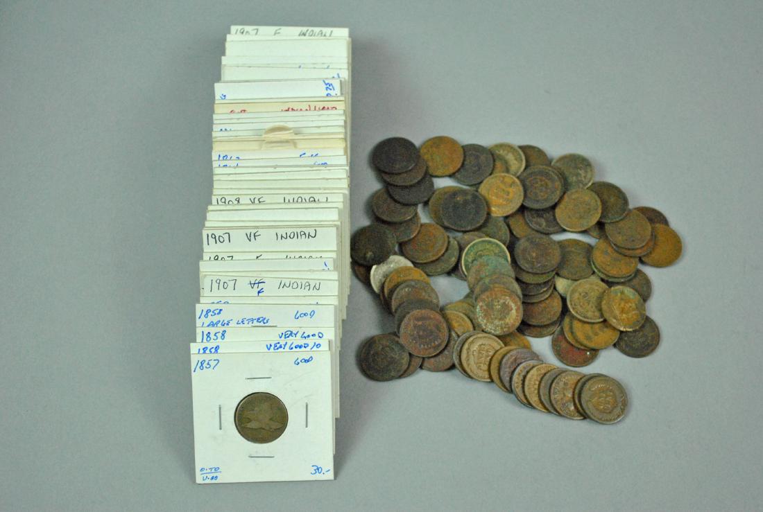 (125+) FLYING EAGLE & INDIAN HEAD PENNIES (1 of 5)