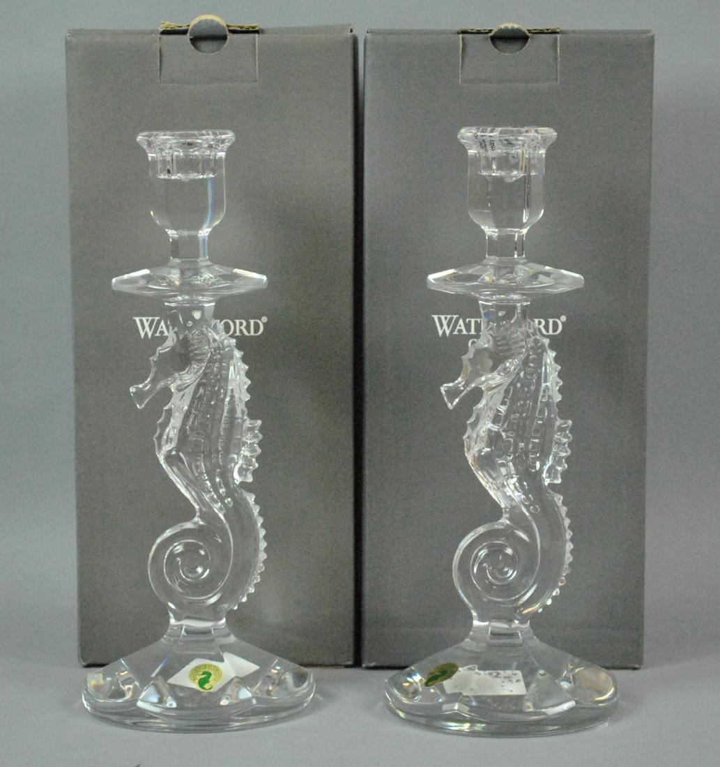 PAIR WATERFORD SEAHORSE CANDLESTICKS