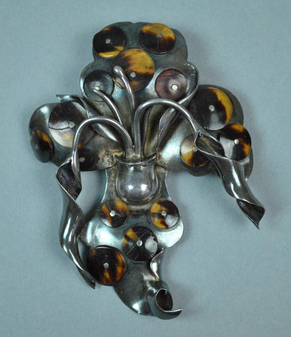 SPRATLING LARGE MEXICAN SILVER BROOCH (1 of 3)