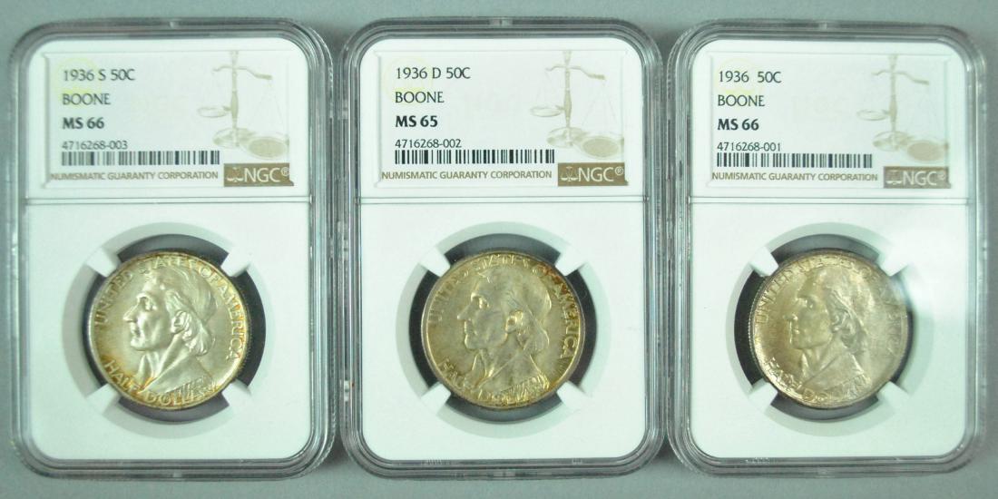 SET (3) 1936 BOONE HALF DOLLARS - NGC MS65 & MS66 (1 of 8)