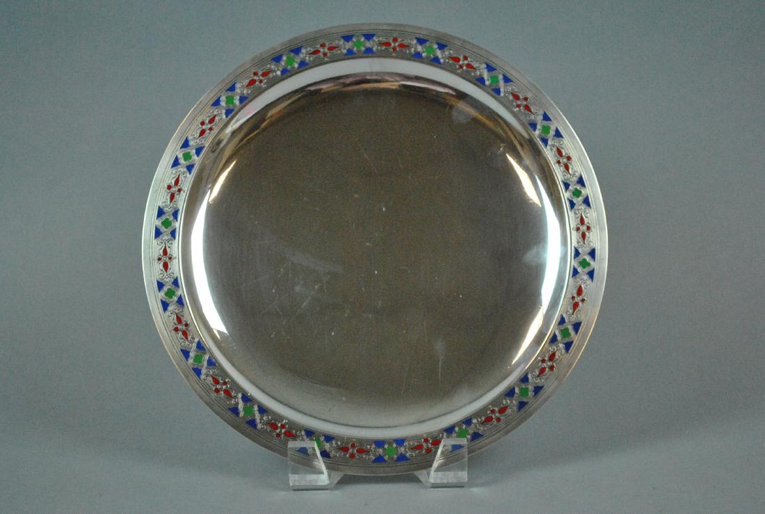 TIFFANY & CO STERLING & ENAMEL FOOTED SHALLOW BOWL (1 of 3)