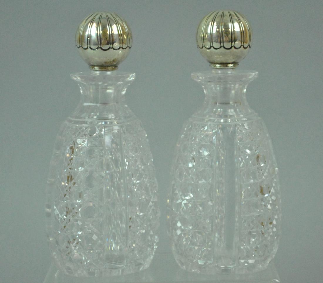 PAIR TIFFANY CRYSTAL & STERLING COLOGNE BOTTLES (1 of 3)