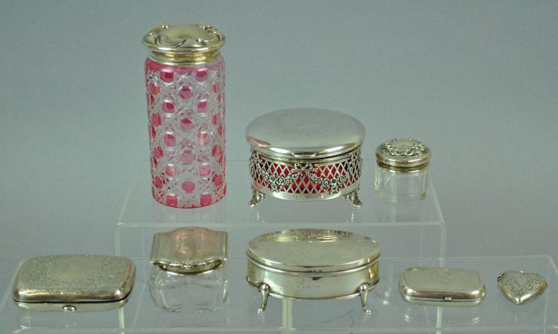 (8) STERLING & CRYSTAL / GLASS VANITY ITEMS (1 of 6)
