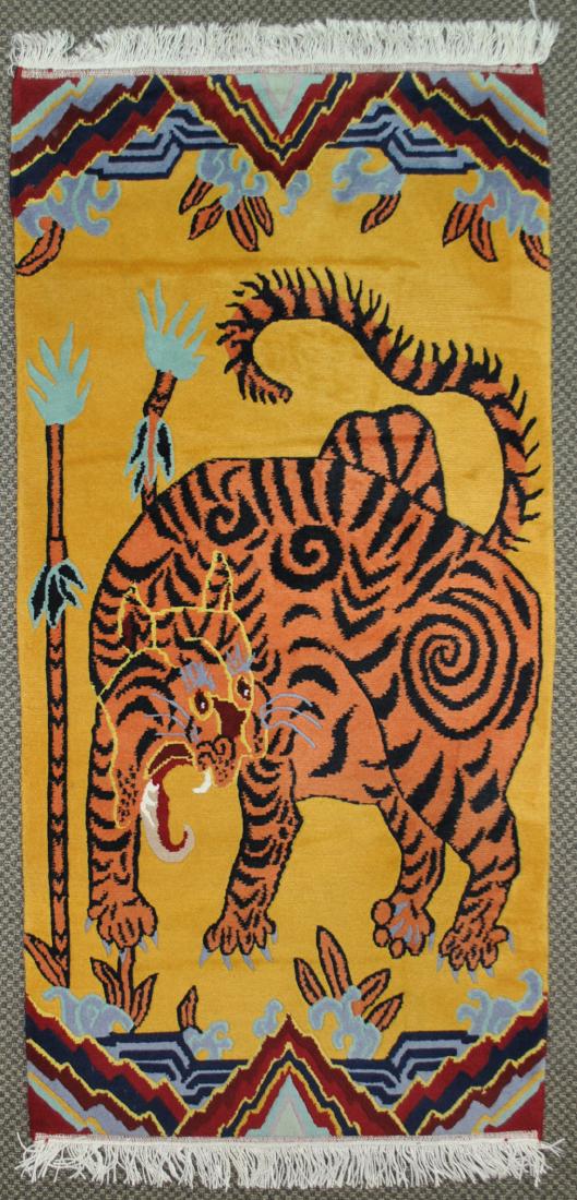 INDIAN PICTORIAL WOOL RUG, 6.1 X 3.0 (1 of 4)