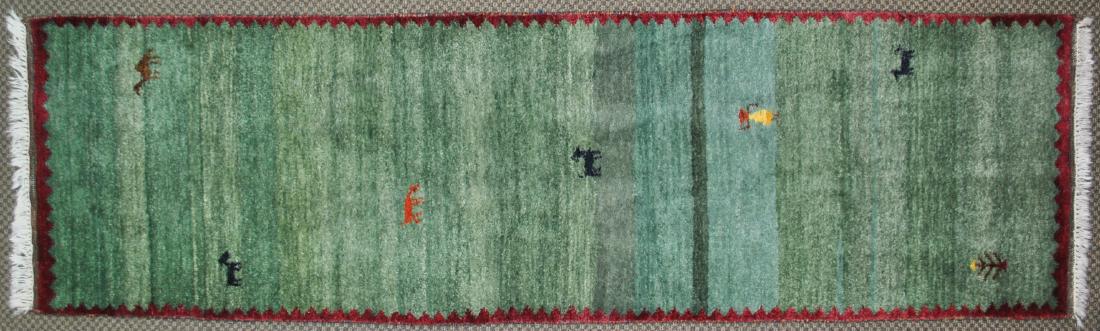 INDIAN PICTORIAL GABBEH WOOL RUNNER, 7.10 X 2.4 (1 of 7)