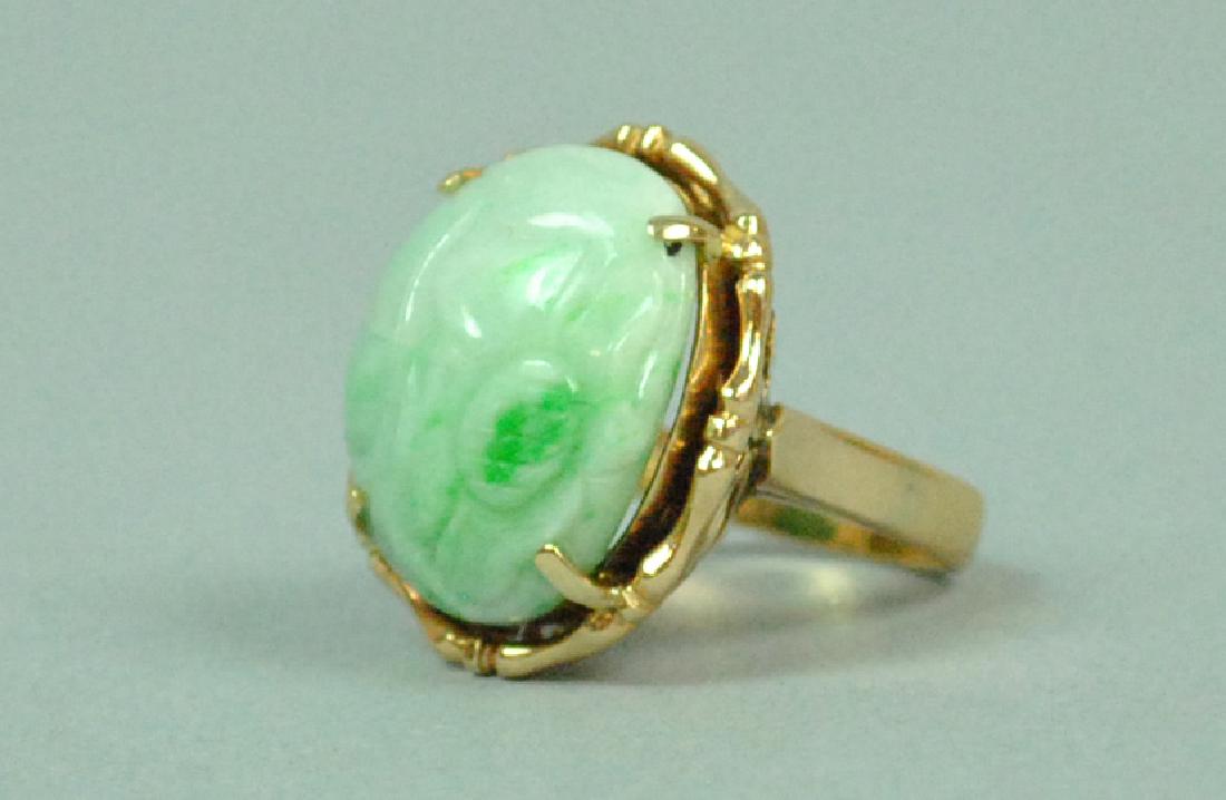 14K CARVED JADE DINNER RING (1 of 4)